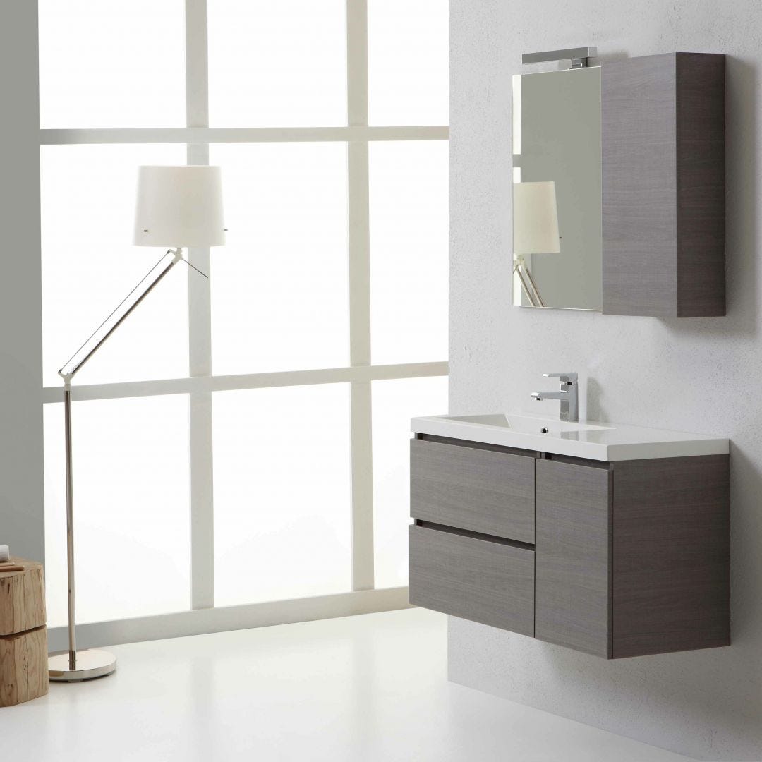 MOBILE BAGNO MANHATTAN 90X40 CM CON CASSETTI E PENSILE DESTRO