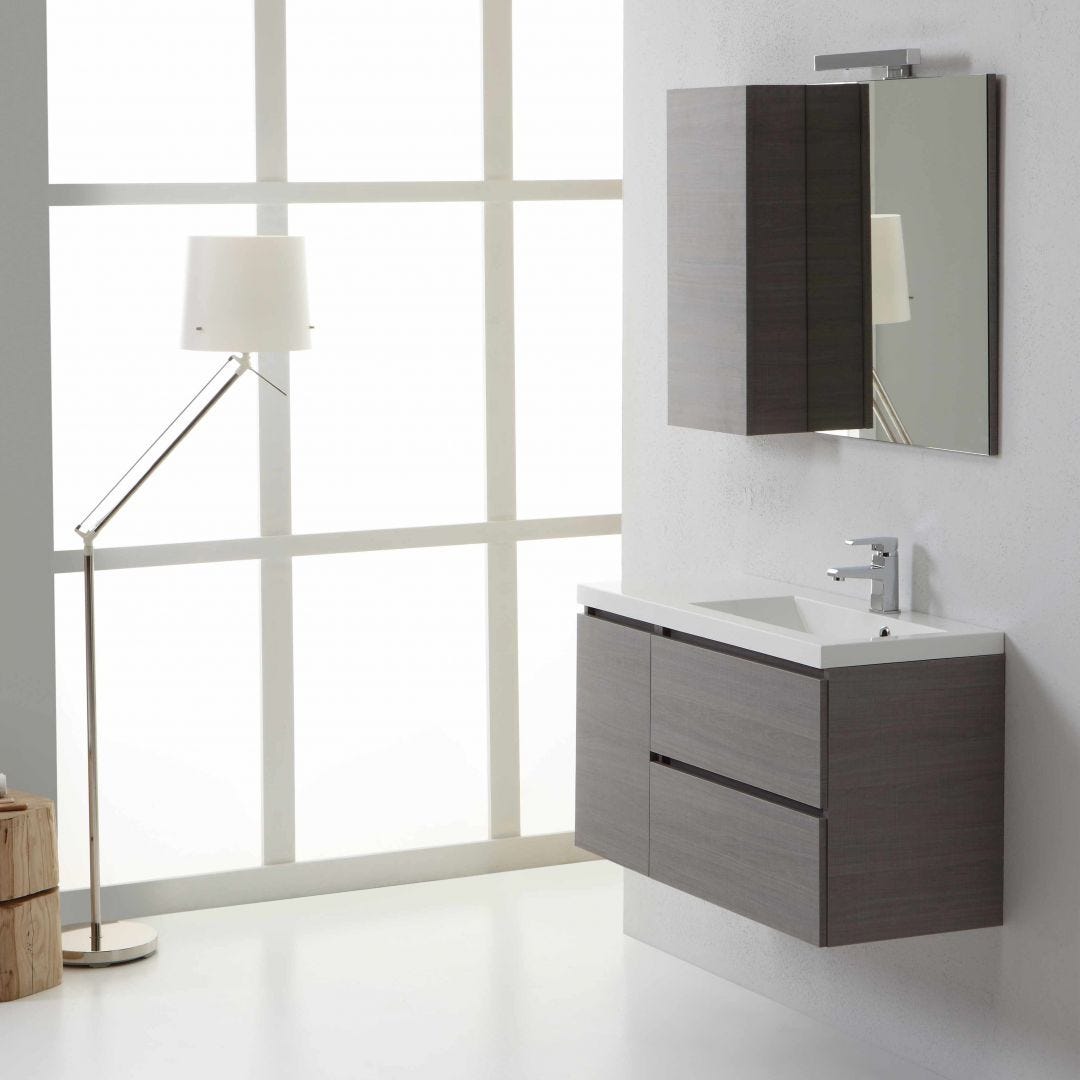 Mobile bagno sospeso 80 cm salvaspazio profondo 35,5 cm con