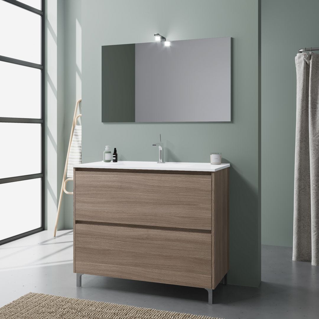 Mobile bagno a terra da 80 cm incluso di specchio e pensile Gaia