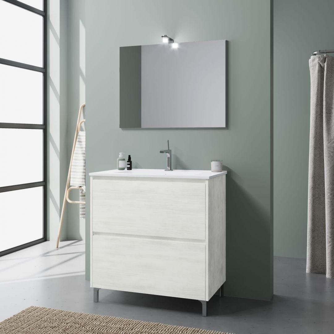 MOBILE BAGNO A TERRA CM 80 CON CASSETTI COLORE BIANCO