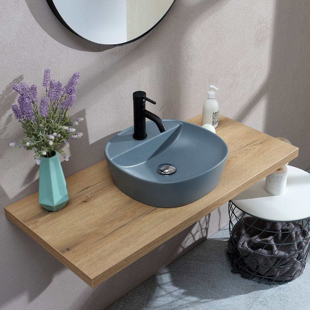 LAVABO DA APPOGGIO ROTONDO GRIGIO BLUASTRO