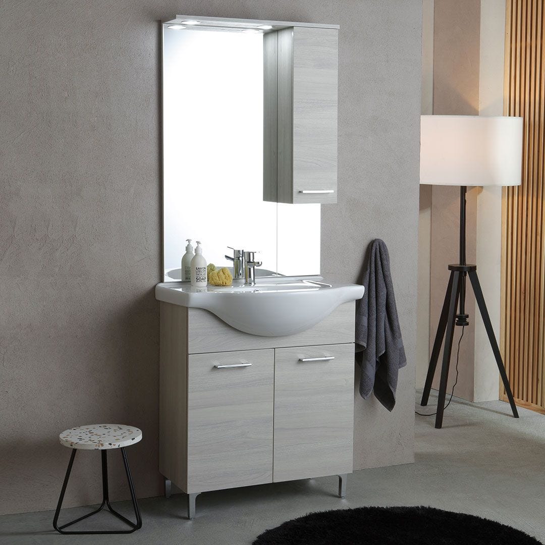 MOBILE BAGNO A TERRA 85CM NOCE EFFETTO LEGNO