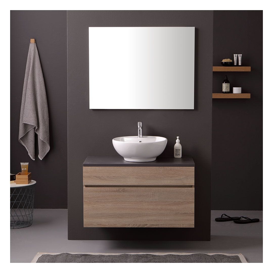 MOBILE BAGNO 90CM CON TOP ARDESIA PER LAVABO DA APPOGGIO IN