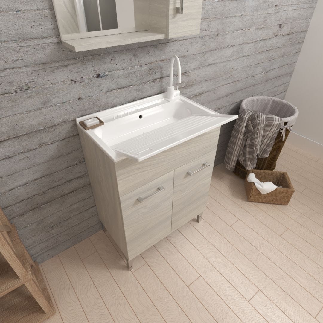 Lavatoio da bagno con lavello: mobile lavatoio con 2 ante