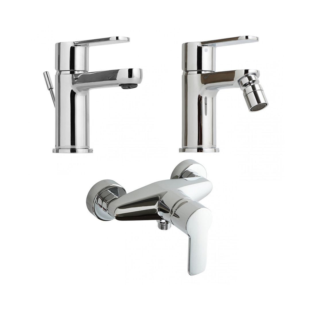 SET RUBINETTI LAVABO, BIDET, ESTERNO DOCCIA IN OTTONE CROMATO