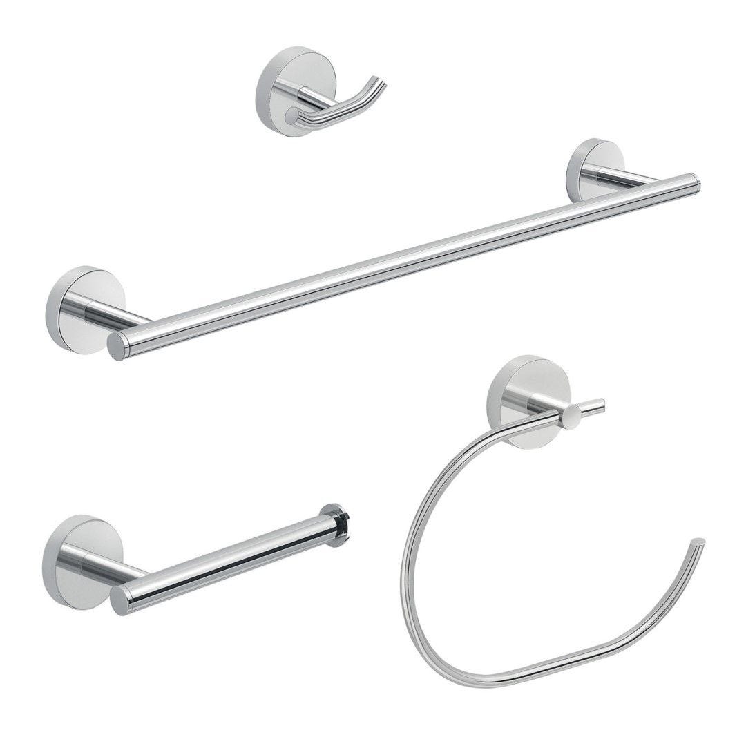 SET 4 PZ ACCESSORI BAGNO A MURO ACCIAIO INOX CROMATO