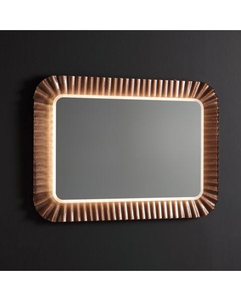 Specchio a led con cornice in vetrofuso color bronzo