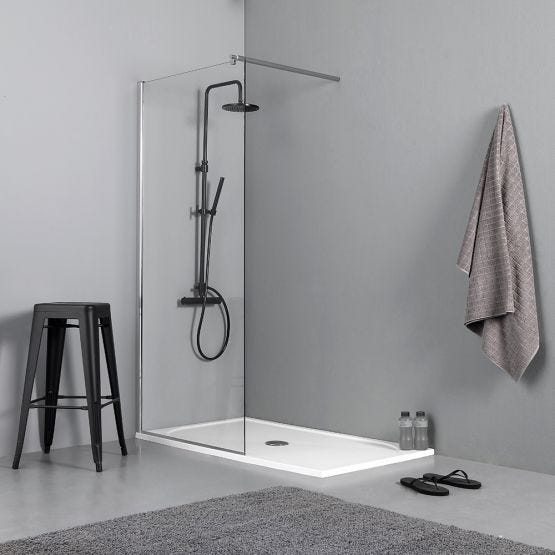 Box doccia Walk In con parete fissa da 100 cm in cristallo trasparente