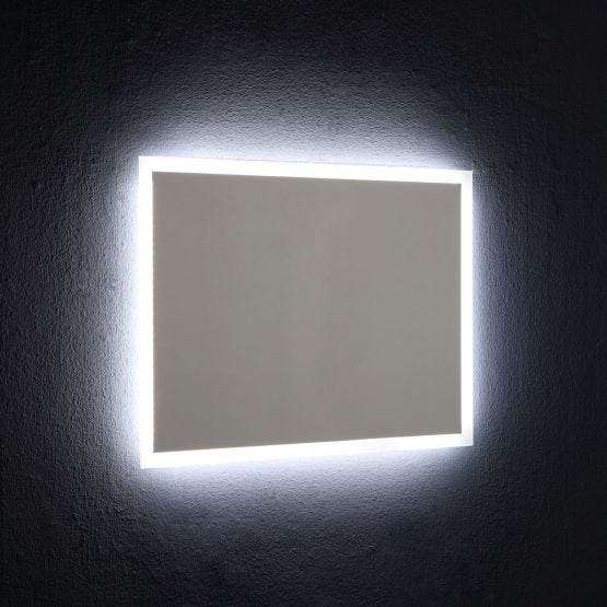 Specchiera accesa retro illuminazione a led, rettangolare e reversibile, con kit fissaggio a muro compreso