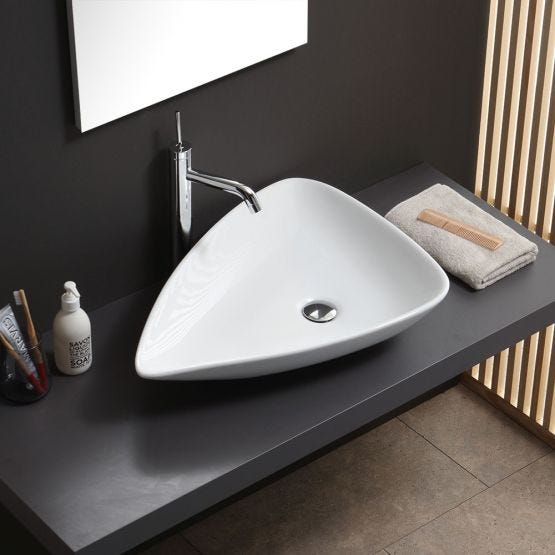 LAVABO DA APPOGGIO FORMA A GOCCIA IN CERAMICA DESIGN MODERNO