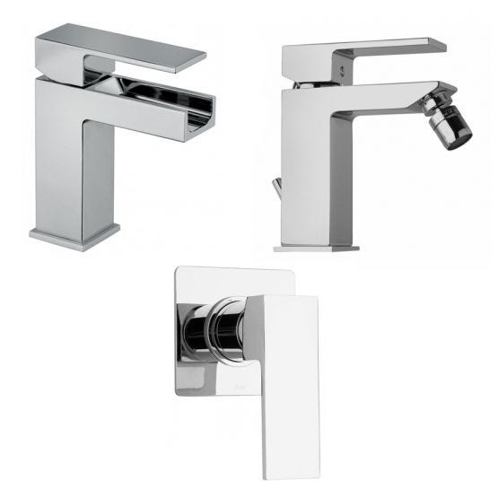 set rubinetti bagno bidet, incasso doccia e cascata