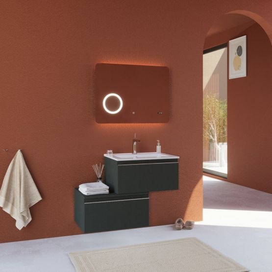 Mobile bagno 90 cm con cassetti grigio scuro