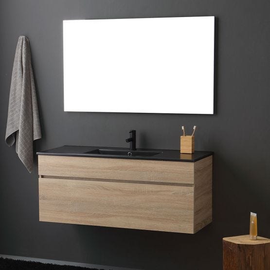 Mobile bagno sospeso 120cm con lavabo nero singolo