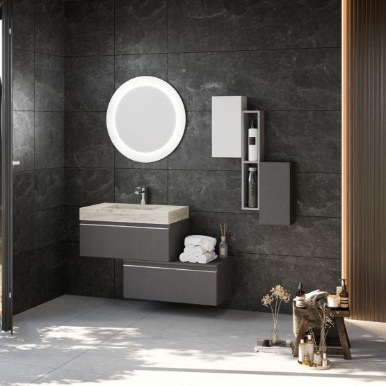 Mobile bagno sospeso 120cm grigio scuro con lavabo hpl