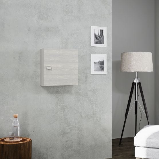 Cubo da parete con anta grigio effetto legno