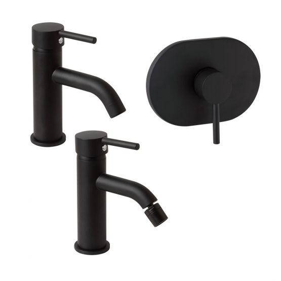 Set miscelatori lavabo bidet e incasso doccia nero opaco