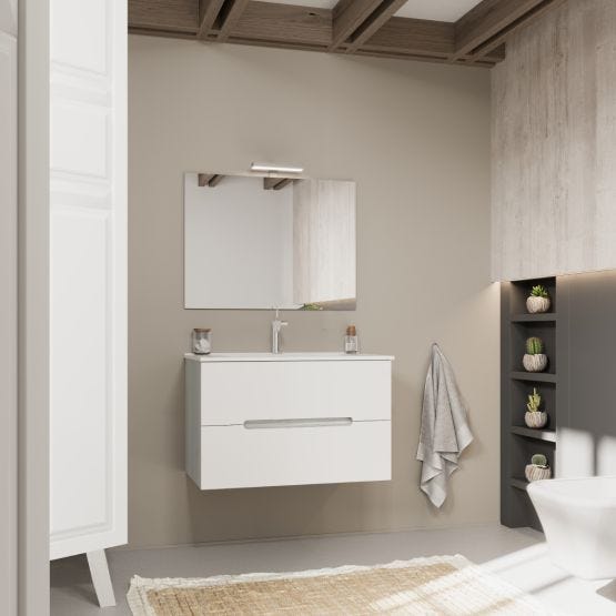 MOBILETTO BAGNO SOSPESO SALVASPAZIO 42CM GRIGIO EFFETTO LEGNO