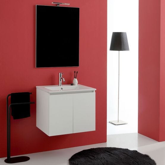 Mobile bagno sospeso 60cm, con lavabo e specchio 60x80