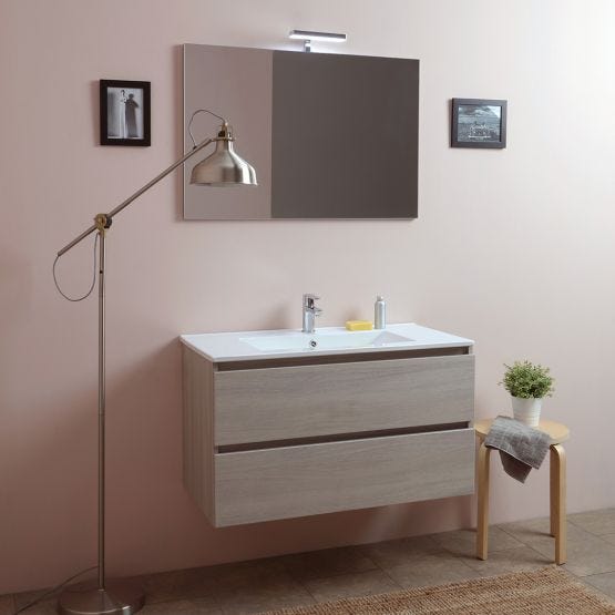 Mobile bagno sospeso 90cm con cassetti olmo