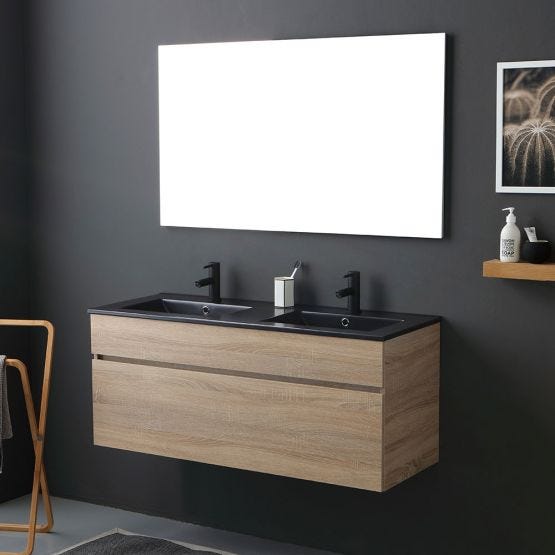 Mobile bagno con doppio lavabo nero opaco 