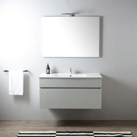 Mobile da bagno sospeso 100cm grigio moon effetto legno