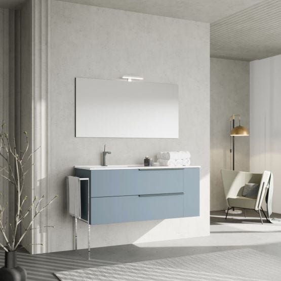 Mobile bagno con lavabo a sinistra 120cm celeste opaoo