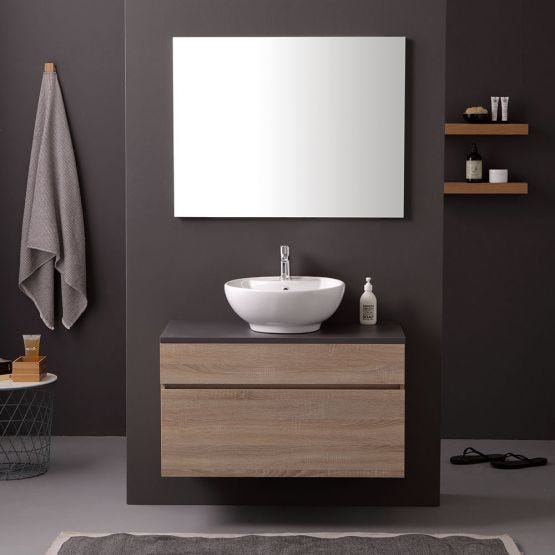 Mobile bagno sospeso per lavabo da appoggio in ceramica