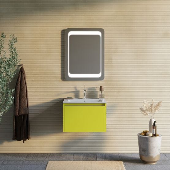 Mobile bagno verde oliva 60cm con lavabo in ceramica