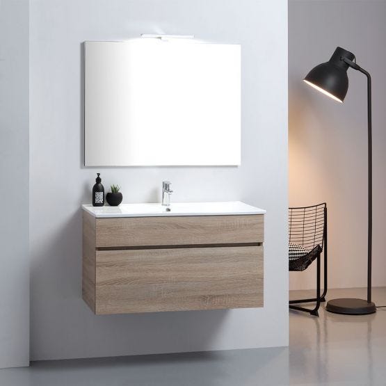 mobile bagno sospeso 90 cm quercia naturale