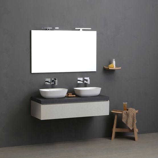 Mobile bagno 120cm grigio perla con top antracite doppio lavabo