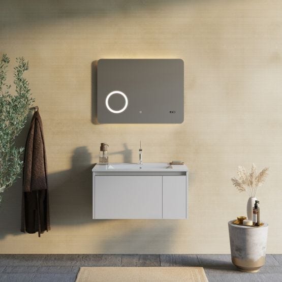 Mobile bagno sospeso 80cm grigio perla chiaro