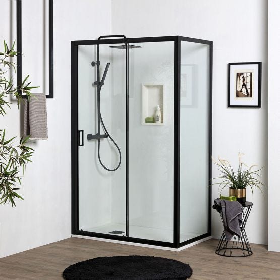 Porta doccia nicchia 140 cm con parete fissa 80 cm altezza 190 cm 