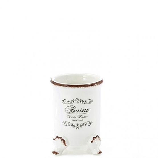 Porta spazzolini shabby in ceramica decorata serie Amelia