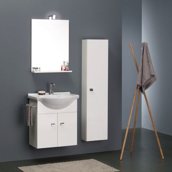 MOBILE SOSPESO DA BAGNO 56 CM CON COLONNA BIANCA SIMPLY