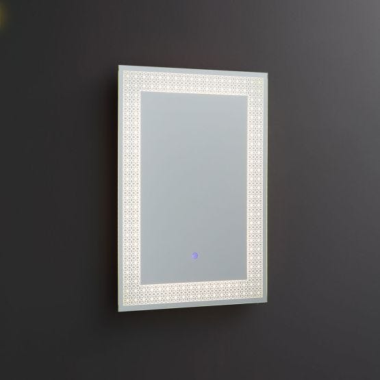 Specchio rettangolare 50x70 con decorazione illuminata a led
