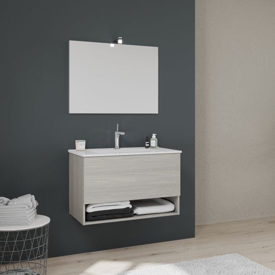 Mobile bagno da 80 cm con lavabo in ceramica