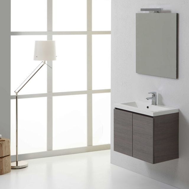 MOBILE BAGNO 60 CM CON DUE ANTE MANHATTAN GRIGIO SOSPESO