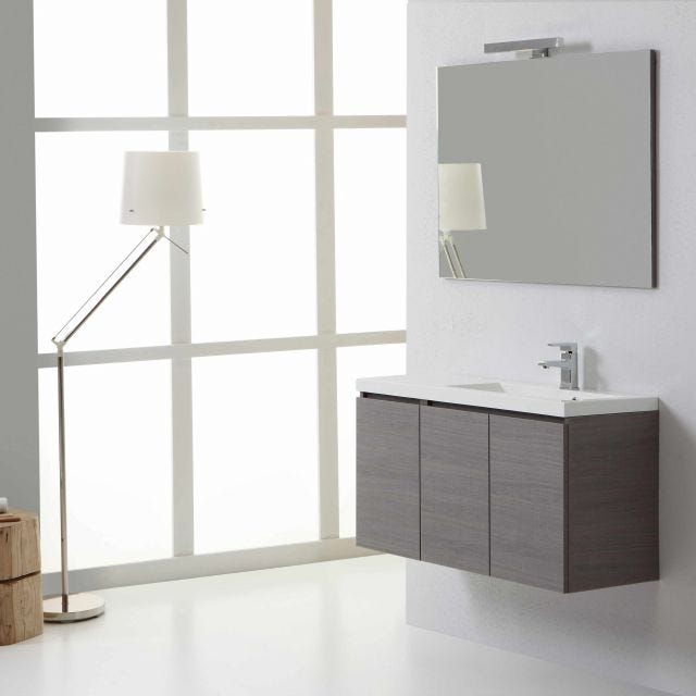 MOBILE MANHATTAN GRIGIO PER BAGNO DA 90 CM DX CON SPORTELLI 