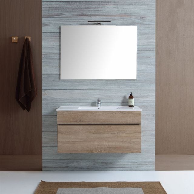 MOBILE BAGNO SOSPESO 100 CM IN LEGNO QUERCIA NATURALE | SOLE