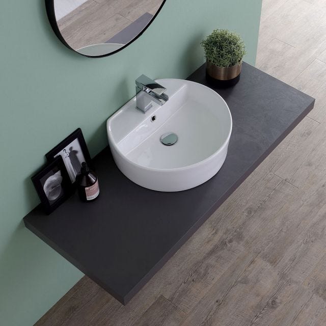 LAVABO D' APPOGGIO OVALE IN CERAMICA PROFONDO 44 CM