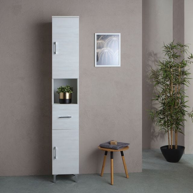 COLONNA PER BAGNO A TERRA H 190CM QUERCIA BIANCO | RIMINI