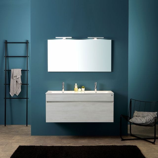 MOBILE DA BAGNO MODERNO GRIGIO DA 120 CM CON DOPPIO LAVABO | SOLE