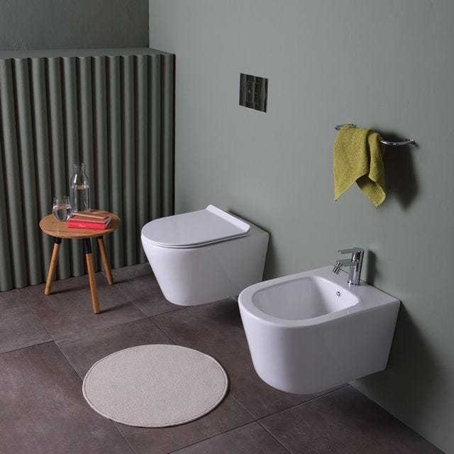 BIDET E WC SOSPESI IN CERAMICA FILOMURO | BLUES