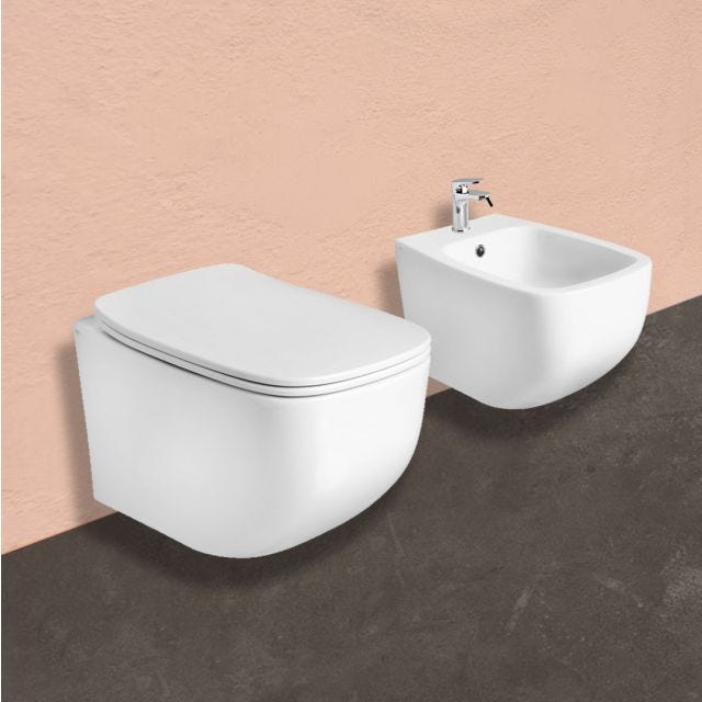 SET SANITARI BAGNO SOSPESI IN CERAMICA BIANCO OPACO | MOZART