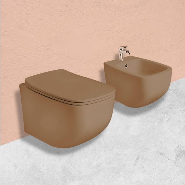 SET SANITARI BAGNO SOSPESI IN CERAMICA SABBIA OPACO | MOZART