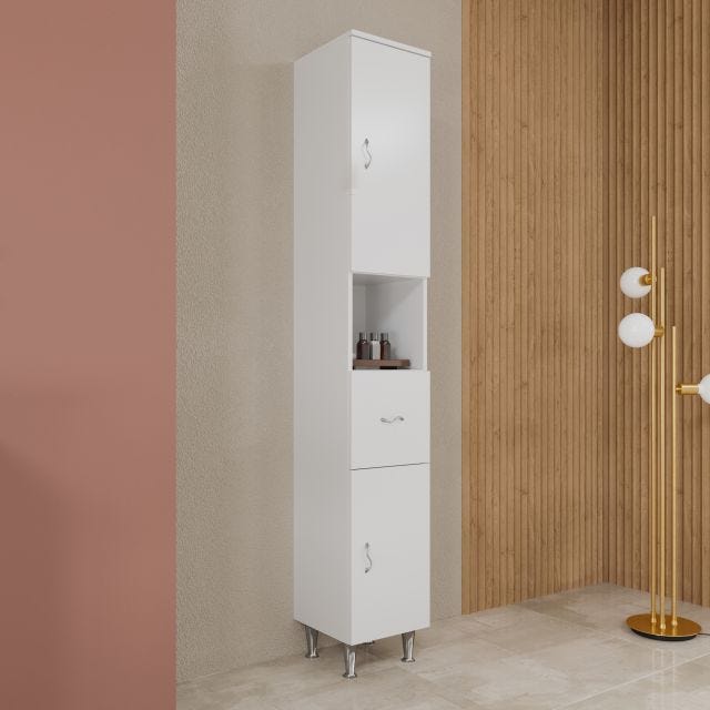 MOBILE COLONNA BAGNO A TERRA BIANCO LUCIDO H 198 CM | EASY