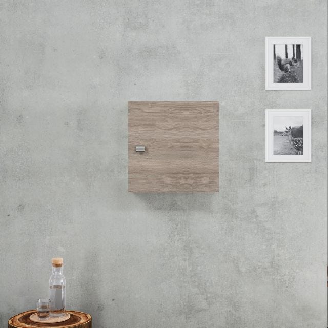 PENSILE CUBO BAGNO 45CM QUERCIA NATURALE E POMOLO ABS CROMATO | FACILE