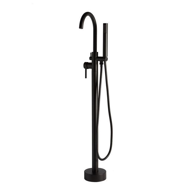 MISCELATORE A PIANTANA MODERNO NERO OPACO PER VASCA FREESTANDING