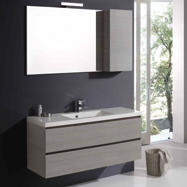 MOBILE BAGNO MANHATTAN CON CASSETTI 120 CM SPECCHIO E PENSILE