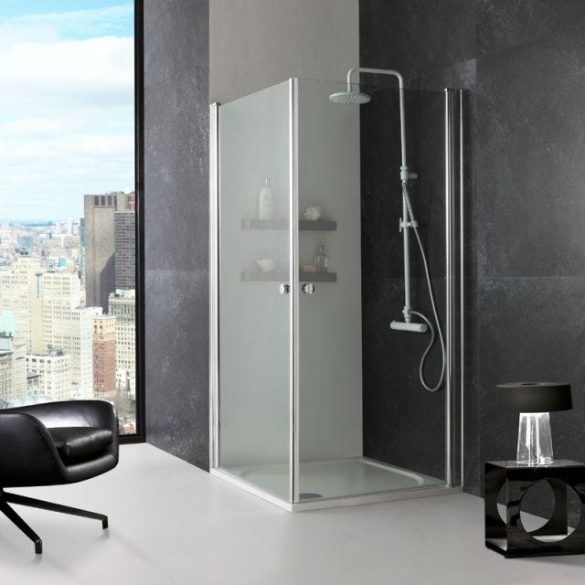 PORTE BOX DOCCIA ANGOLARE APERTURA A BATTENTE 80X80 CM | CRISTAL